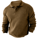 Men's Vintage Knit Button Up Lapel Collar Long Sleeve Sweater