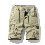 Men's Elastic Waist Drawstring Pocket Micro-Stretch Cotton Sports Cargo Shorts