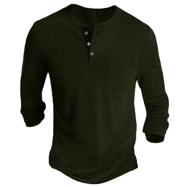 Men's Button Half Open Collar Henley Shirt