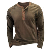 Men's Colorblock Breathable Henley Collar T-Shirt