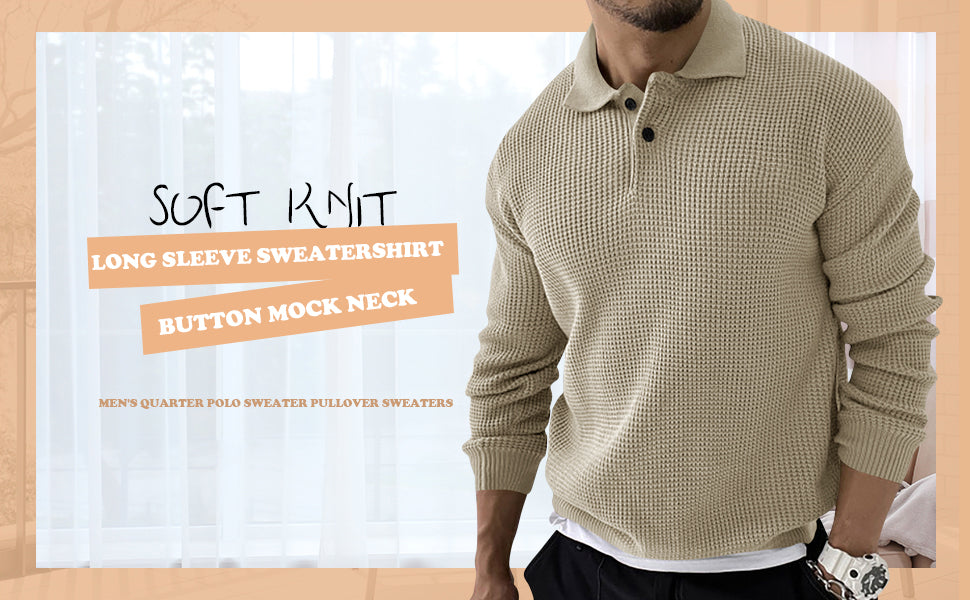 Men's Vintage Knit Button Up Lapel Collar Long Sleeve Sweater