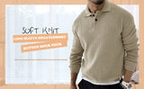 Men's Vintage Knit Button Up Lapel Collar Long Sleeve Sweater