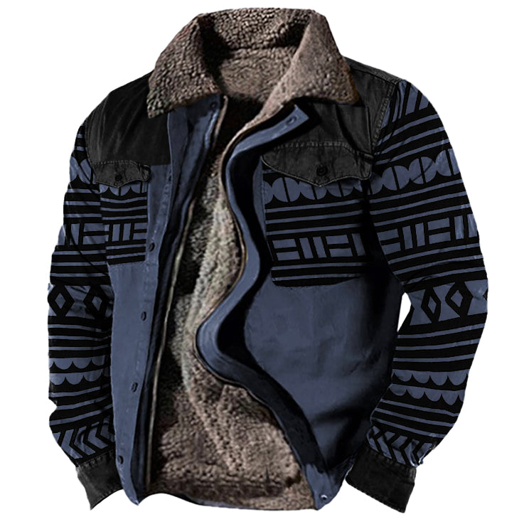 Men's Tribal Print Patchwork Ethnic Boho Jacket