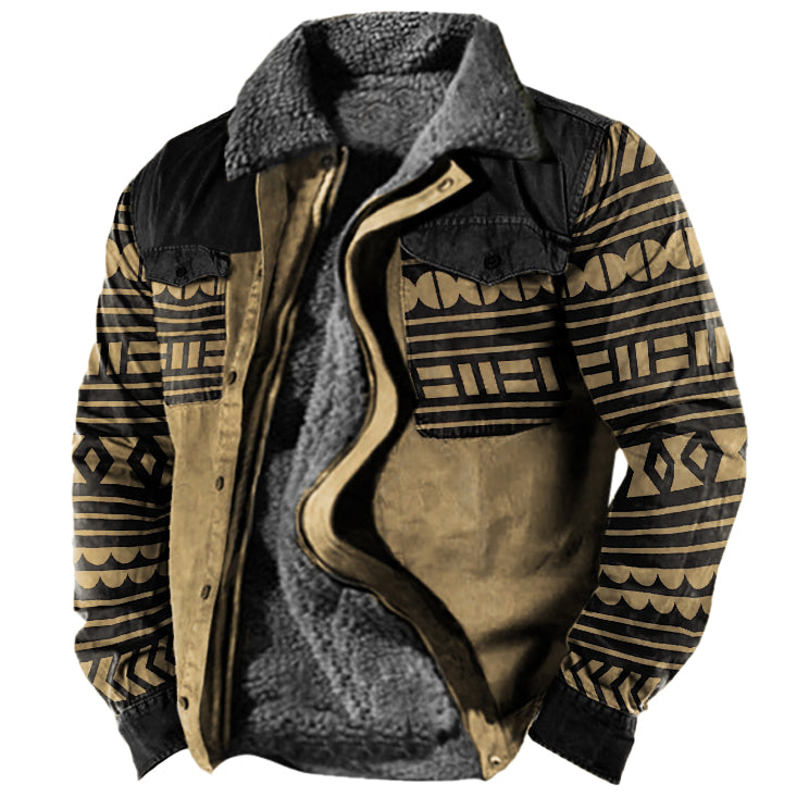 Men's Tribal Print Patchwork Ethnic Boho Jacket