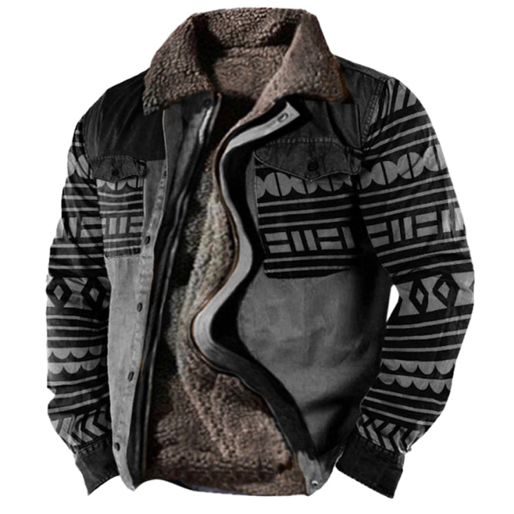 Men's Tribal Print Patchwork Ethnic Boho Jacket