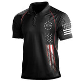 Men's 1776 Independence Day American Flag Print Patriotic Polo Shirt