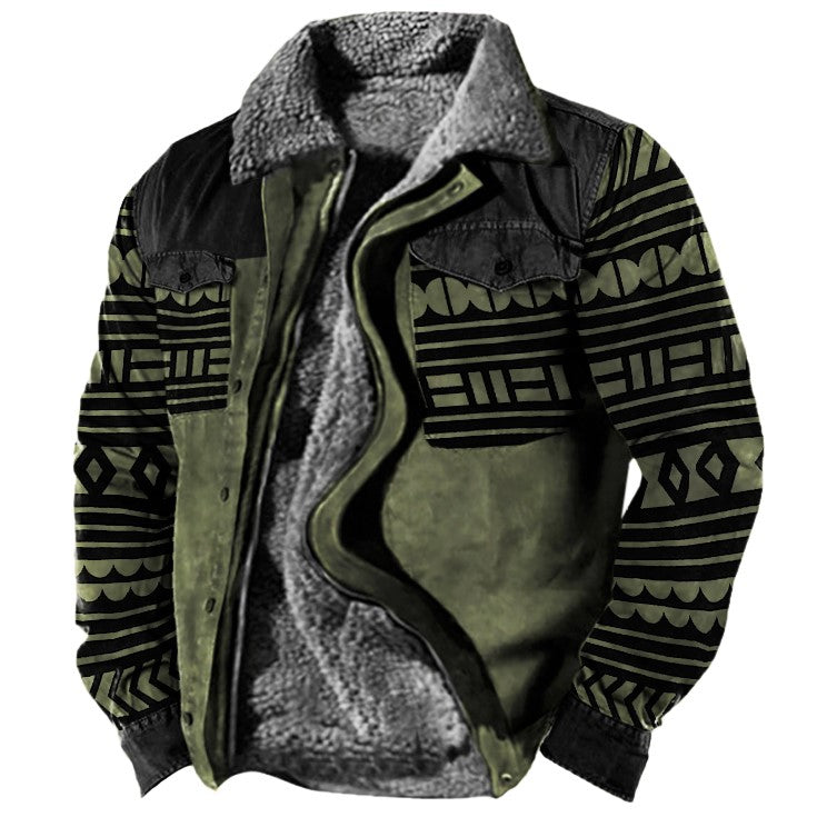 Men's Tribal Print Patchwork Ethnic Boho Jacket