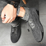 Men Comfy Elastic Band Boots Casual Leather Ankle warm Boots Winter Shoes