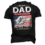 Men's American Flag An Honor Being Papa Cotton T-Shirt