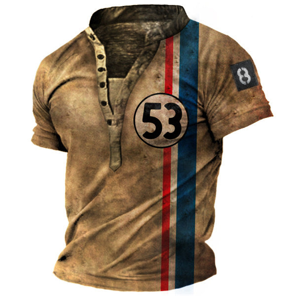 Mens Vintage Racing Stripes Retro T-Shirt
