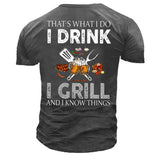 Men's That's What I Do I Drink I Grill Beer Print Cotton T-Shirt