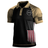 Men's 1776 Independence Day American Flag Print Patriotic Polo Shirt