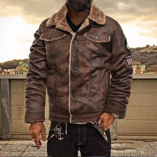 Men's Motorcycle Air Force Faux Leather Jacket