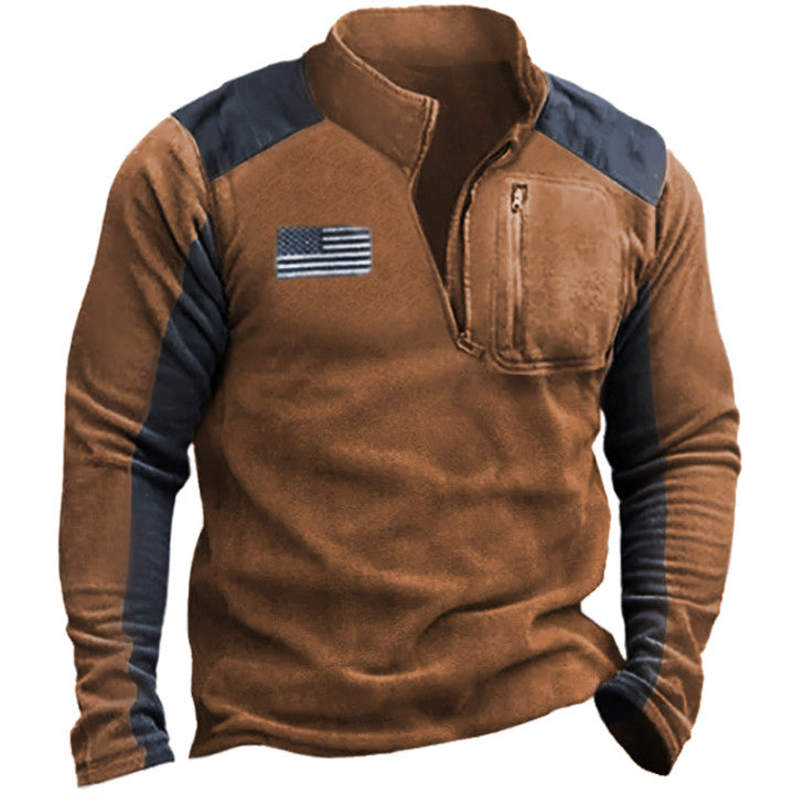 Men's Outdoor Fleece Warm Henley Collar Tactical Sweatshirt