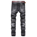 Men's Vintage Distressed Washed Biker Jeans