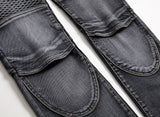 Men's Vintage Distressed Washed Biker Jeans