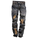 Vintage Distressed Washed Motorcycle Jeans
