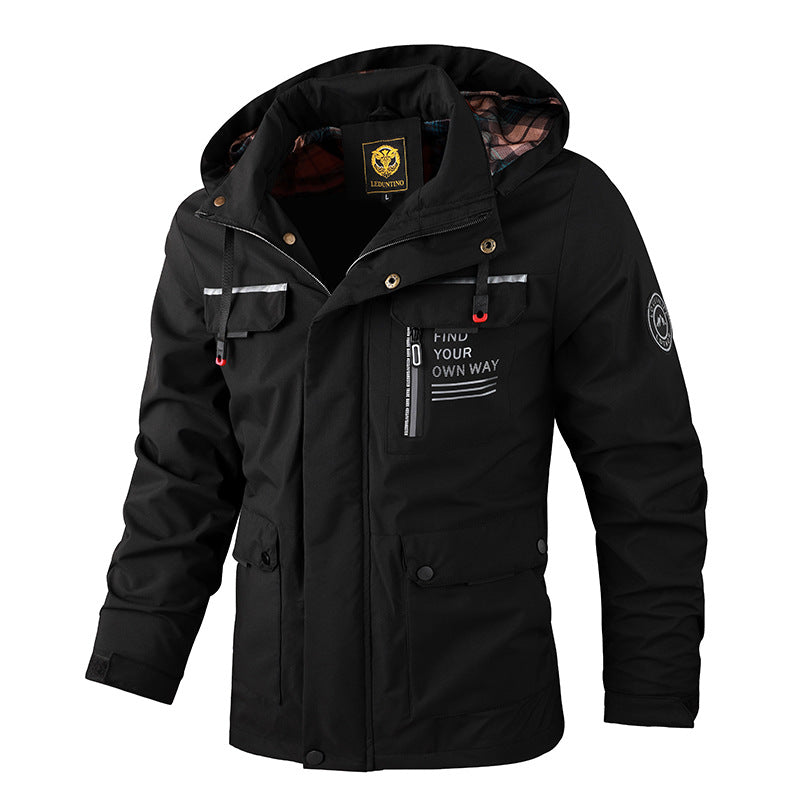 Men's Outdoor Zip Pocket Casual Jacket Coat