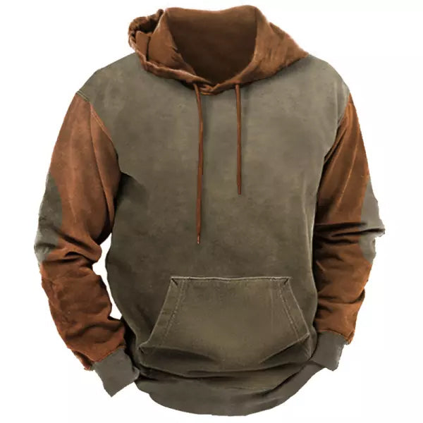Men's Vintage Contrast Print Hooded Sweatshirt
