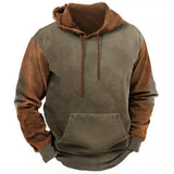 Men's Vintage Contrast Print Hooded Sweatshirt