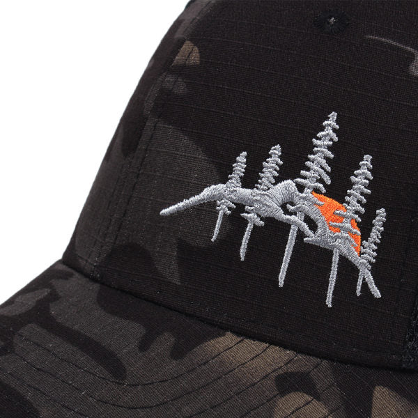 Men's Outdoor Mountain Peak Embroidered Mesh Patchwork Hat