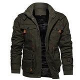 Men's Outdoor Casual Loose Stand Collar Hooded Cotton Jacket