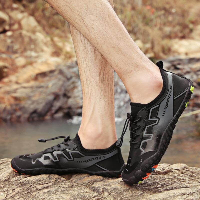 Men Outdoor Exercise Water Shoes Wading Beach Gray green elastic band Sneakers