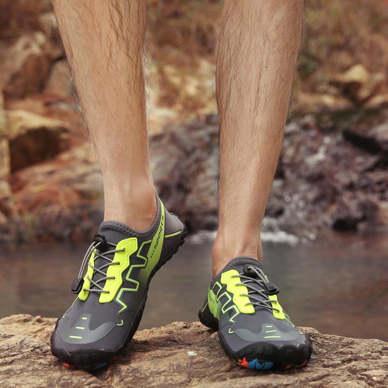 Men Outdoor Exercise Water Shoes Wading Beach Gray green elastic band Sneakers
