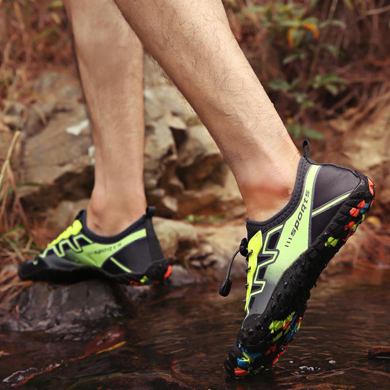 Men Outdoor Exercise Water Shoes Wading Beach Gray green elastic band Sneakers