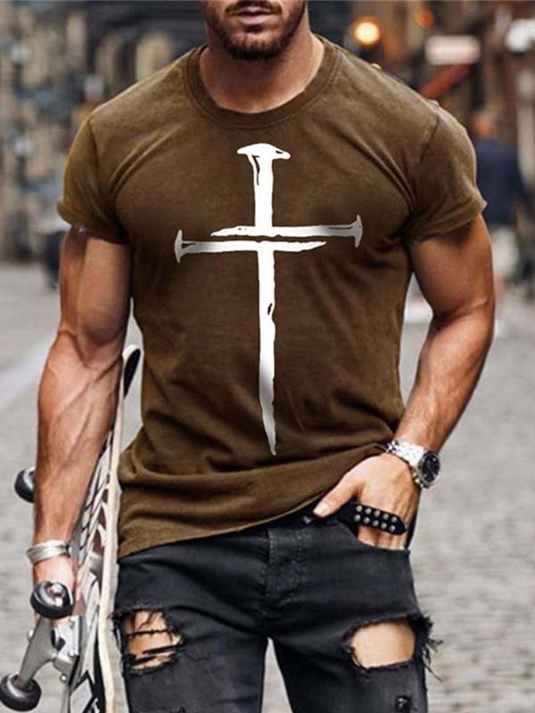 Short Sleeve Crew Neck Casual Printed Shirts & Tops