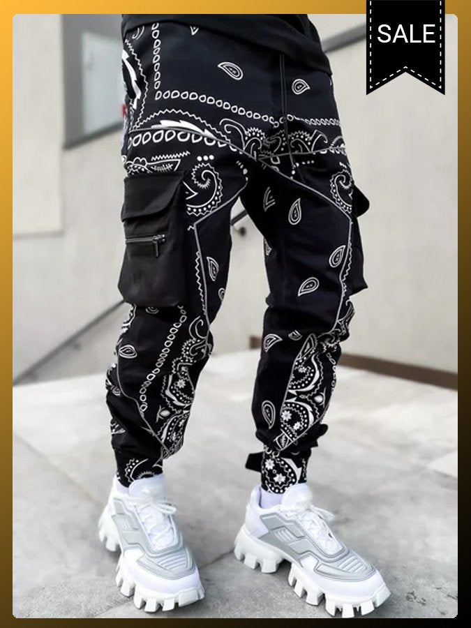 Black Casual Tribal Printed Pants