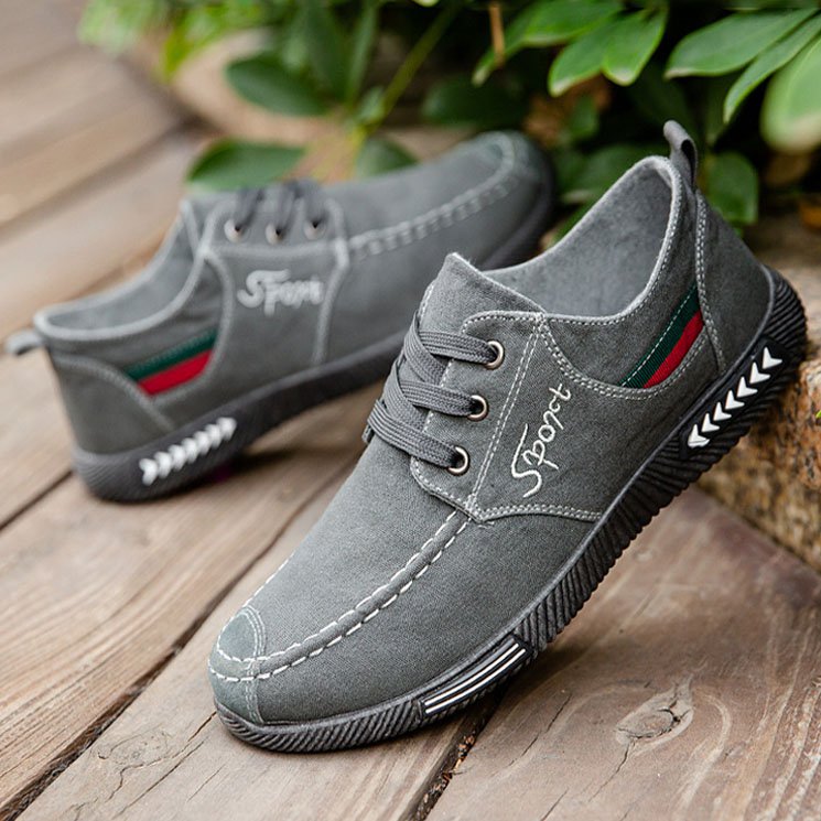 Men's Casual Breathable Simple Lace-Up Denim Canvas Shoes