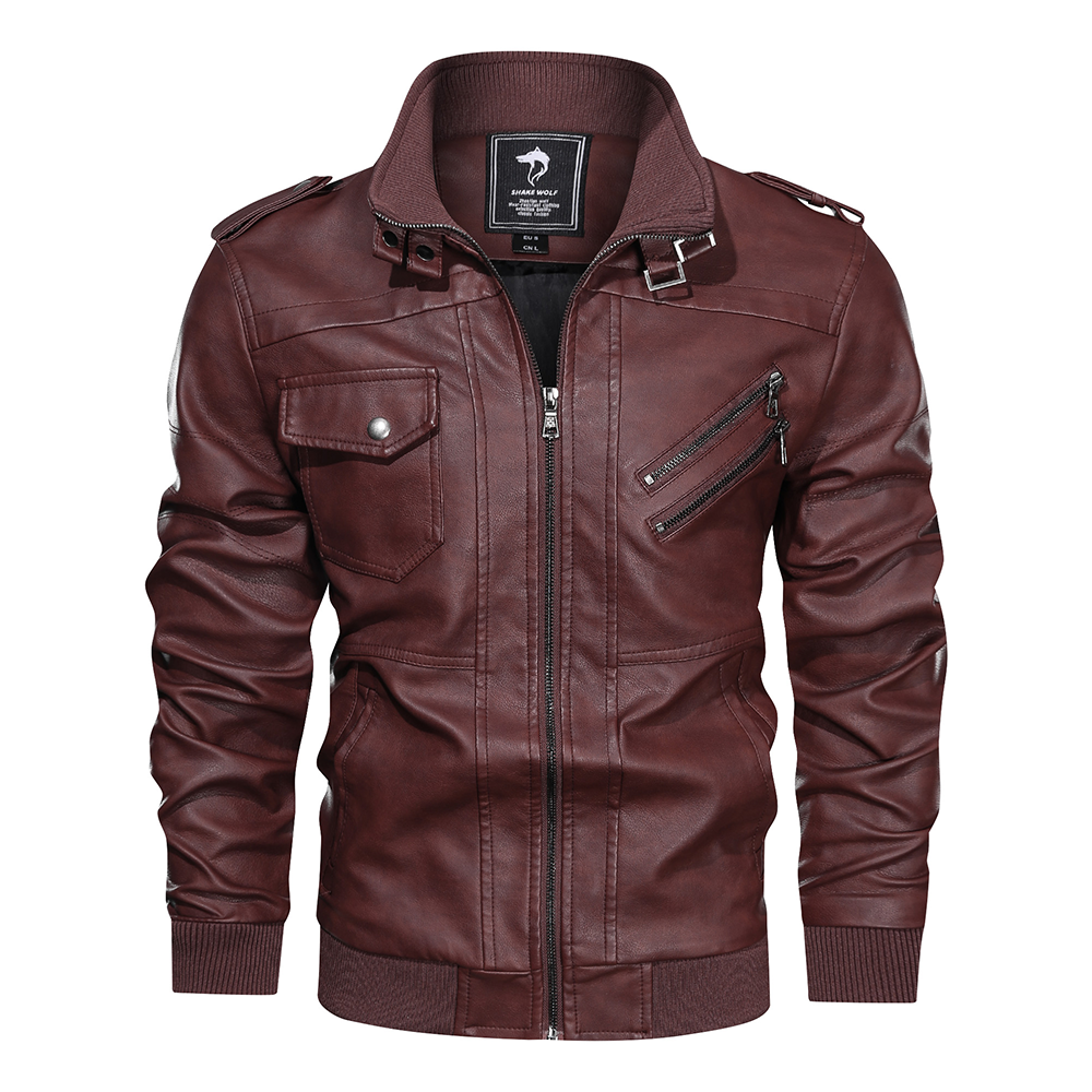 Espnman Men's Leather Motorcycle Jacket