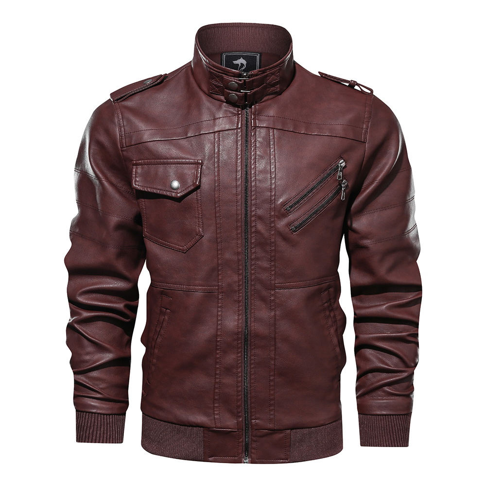 Espnman Men's Leather Motorcycle Jacket