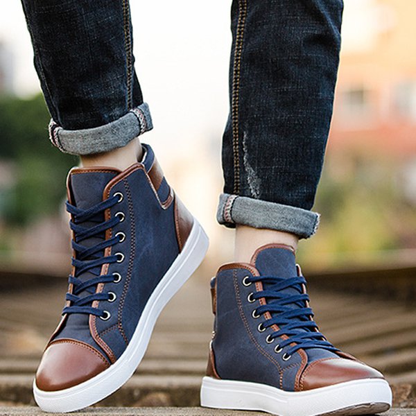 Men's Outdoor High Top Skate Shoes Casual Lace Up Comfy Ankle Boots