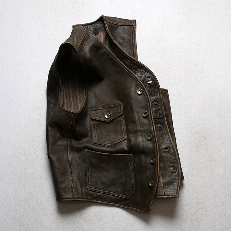 Men's Antique Brown Leather Vest