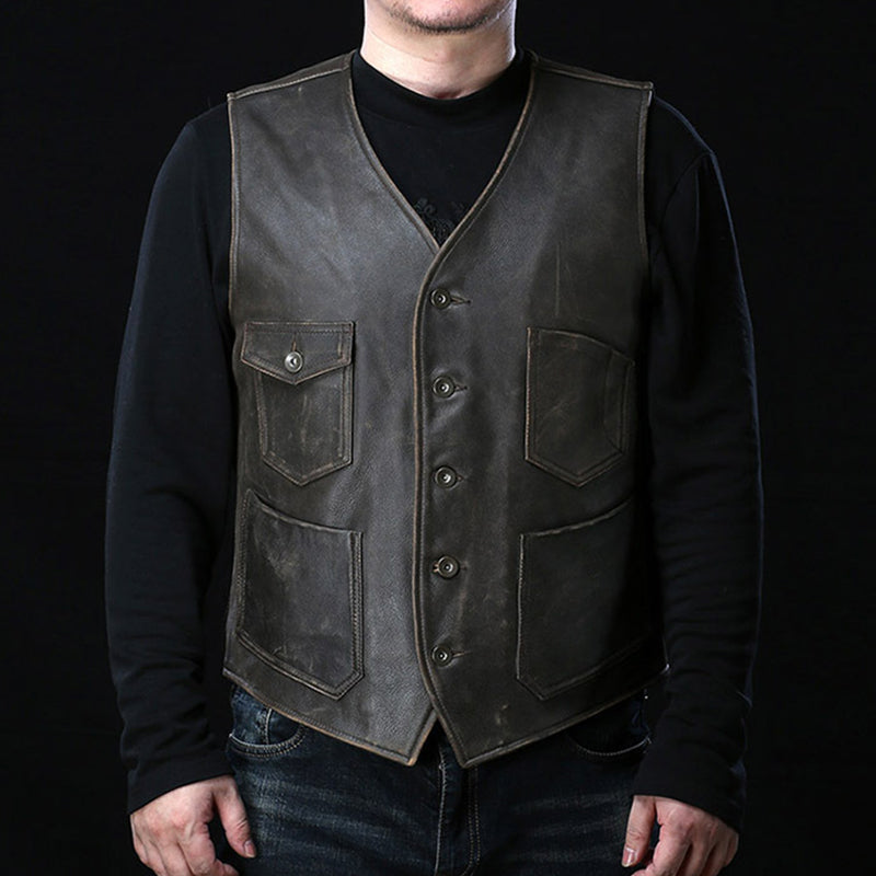 Men's Antique Brown Leather Vest