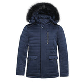 Satin Fur Collar Padded Built-in Thermometer Winter Jacket