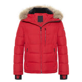 Ultra-Warm Real Fur Collar Padded Contrast Jacket