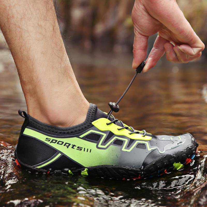 Men Outdoor Exercise Water Shoes Wading Beach Gray green elastic band Sneakers