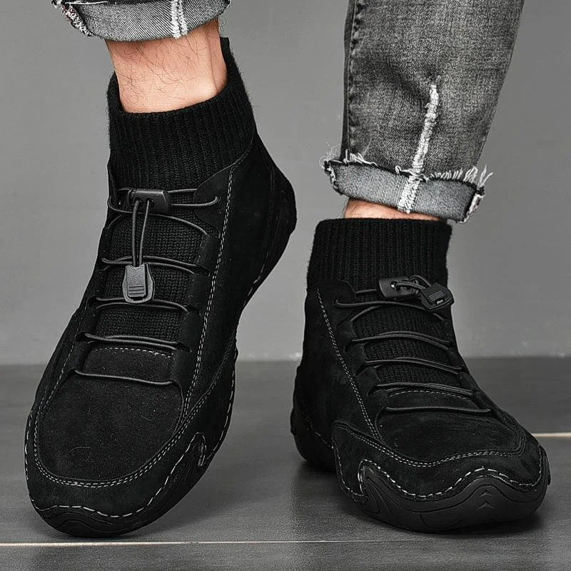 Men's Plus Sizes Rubber Band Suede Socks Retro Ankle Boots