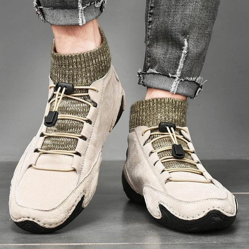 Men's Plus Sizes Rubber Band Suede Socks Retro Ankle Boots