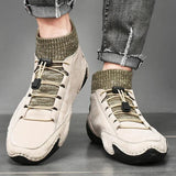 Men's Plus Sizes Rubber Band Suede Socks Retro Ankle Boots