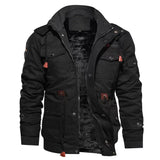 Men's Jacket-Casual Winter Cotton Military Jacket Thicken Hooded Cargo Coat