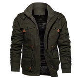 Men's Jacket-Casual Winter Cotton Military Jacket Thicken Hooded Cargo Coat