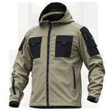 Men's Outdoor Thermal Zip Multi Pocket Hooded Tactical Jacket