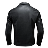 Men's Lapel Waterproof Leather Biker Jacket