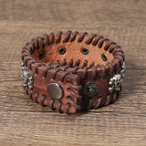 Leather Gothic Bracelet with Skulls