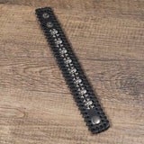 Leather Gothic Bracelet with Skulls