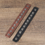 Leather Gothic Bracelet with Skulls